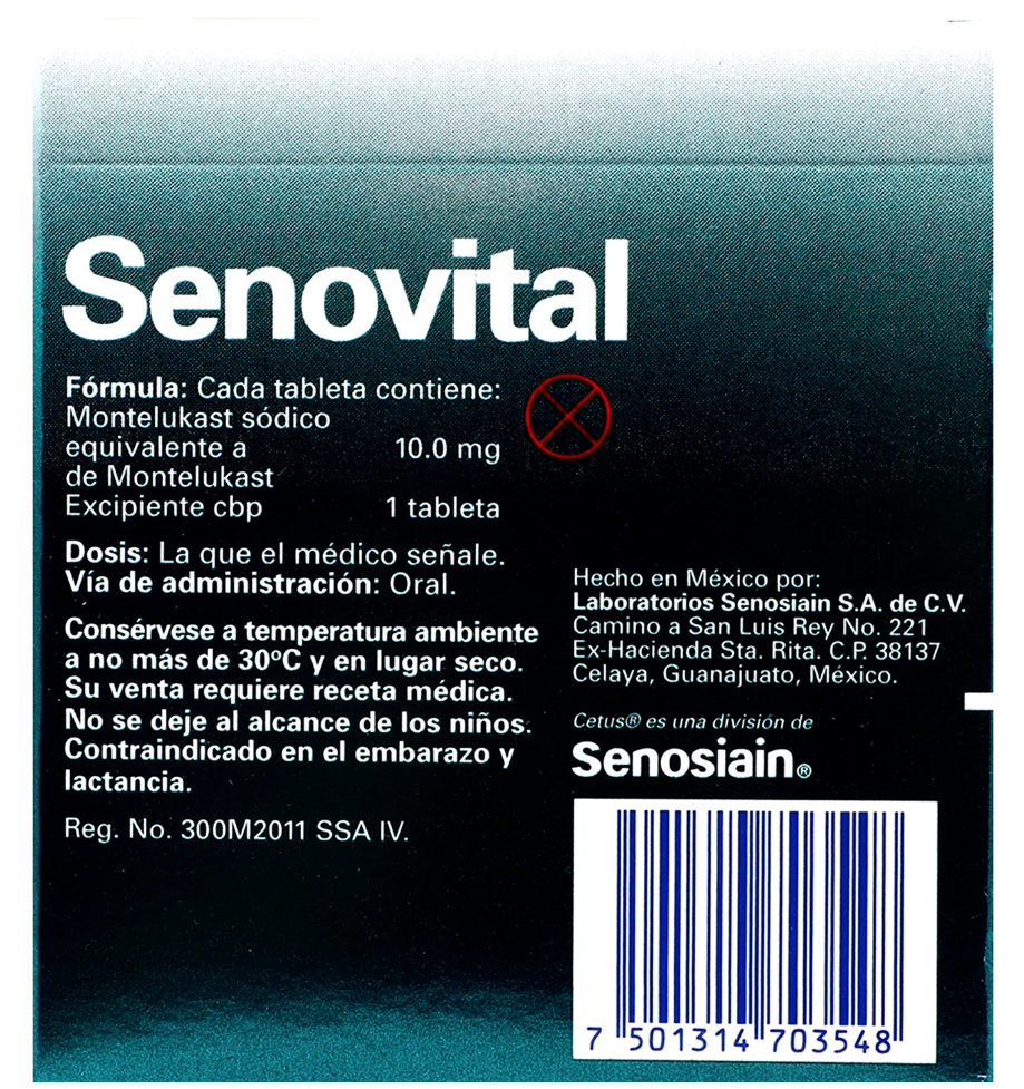 Senovital(Montelukast) 10mg con 30 tabs