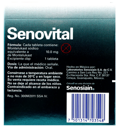 Senovital(Montelukast) 10mg con 30 tabs