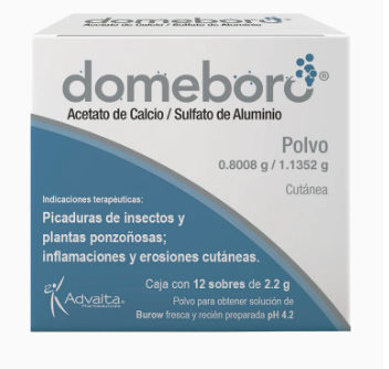 Domeboro (Acetato de calcio, Sulfato de aluminio)  2.2g caja con 12 sobres