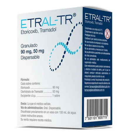 Etral-TR (Eterocoxib, Tramadol) 90,50 mg caja con 7 sobres