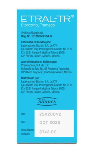 Etral-TR (Eterocoxib, Tramadol) 90,50 mg caja con 7 sobres